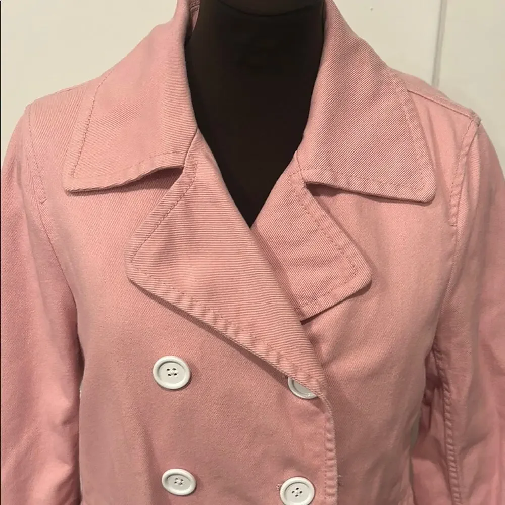 J. Crew Women’s 100% Cotton Pale Pink Peacoat Feminine White Buttons Size 8 - Picture 3 of 13